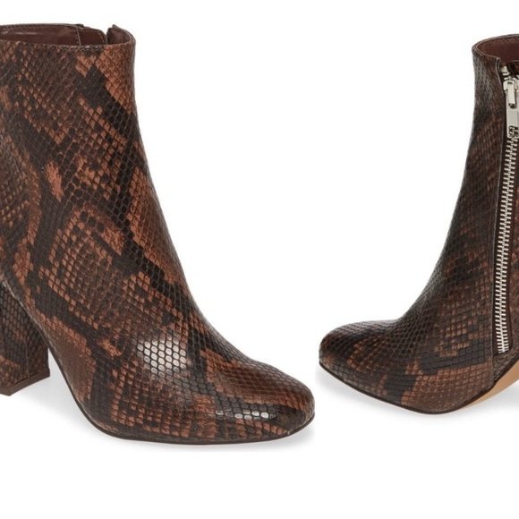 Steve Madden “Pixie” Brown/Black Snake Print Ankle Booties - 8 - Picture 2 of 11